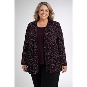 Alex Evenings Purple Slinky Jacket Cocktail Party Elegant Wedding Women Plus 22W